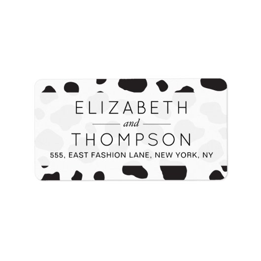 Étiquette Impression De Vache, Spots De Vache, Noir Et Blanc (Devant)