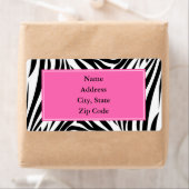 Étiquette Impression Zèbre noir et blanc avec rose chaud (En situation)