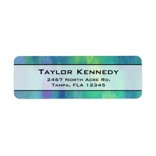 Étiquette Impressionniste gai Abstrait en vert et bleu (Devant)