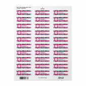 Étiquette Imprimé Zèbre & Monogramme en Dentelle Rose Chaud (Feuille entière)