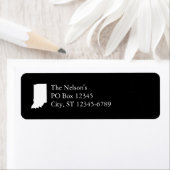 Étiquette Indiana en blanc et noir (En situation)