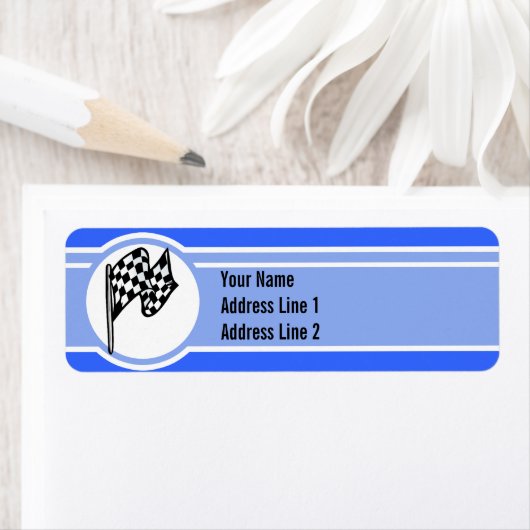 Étiquette Indicateur À damiers ; Bleu (En situation)