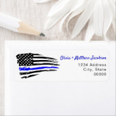 Étiquette Indicateur de la ligne bleue mince de l'aquarelle (En situation)