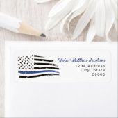 Étiquette Indicateur de la ligne bleue mince de l'aquarelle  (En situation)