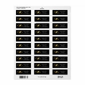 Étiquette Infinité avec plume de paon doré (Feuille entière)