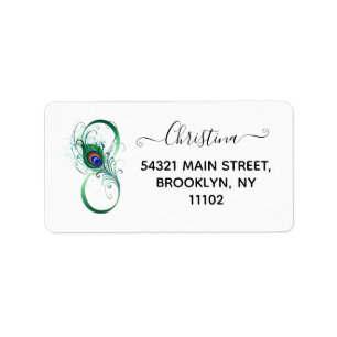 Étiquette Infinity Symbol with Peacock Feather