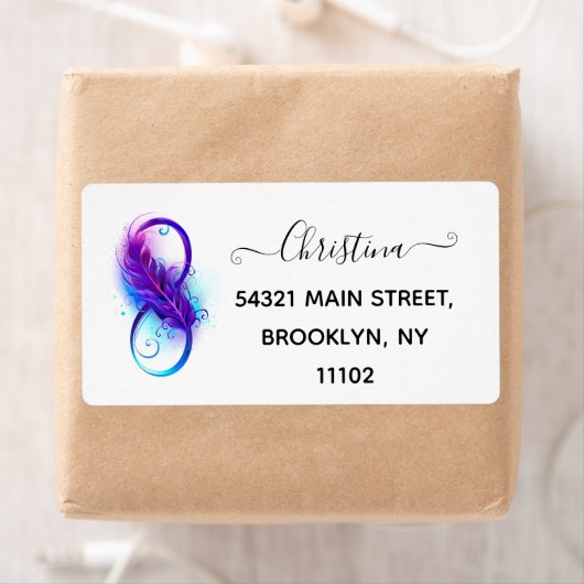 Étiquette Infinity with purple feather (En situation)