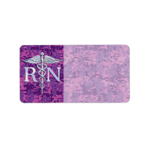 Étiquette Infirmière autorisée RN Caduceus sur Camo rose