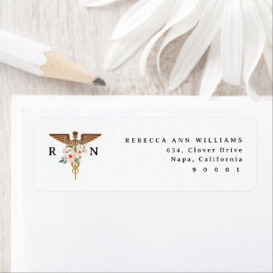 Étiquette Infirmière inscrite Floral Caduseus Adresse de ret