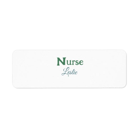 Étiquette Infirmière médecin ajouter le nom texte vert bleu (Devant)