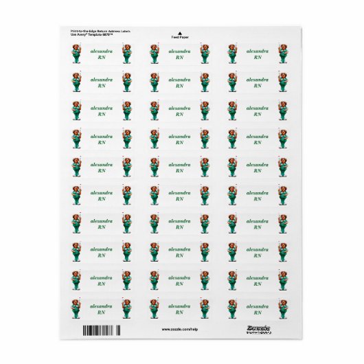 Étiquette Infirmière personnalisée RN (Feuille entière)