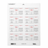 Étiquette Ingrédients de miel de vanille cosmétique (Feuille entière)