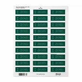 Étiquette Initiale de monogramme élégant en vert foncé pour (Feuille entière)