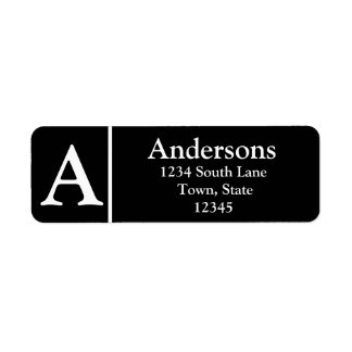 Étiquette Initialed Black And White Return Address Label