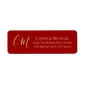 Étiquette Initiales de couple mariage chinois moderne rouge (Devant)