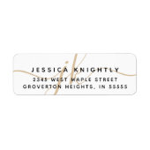 Étiquette Initiales de monogramme d'or minimal de script mod (Devant)