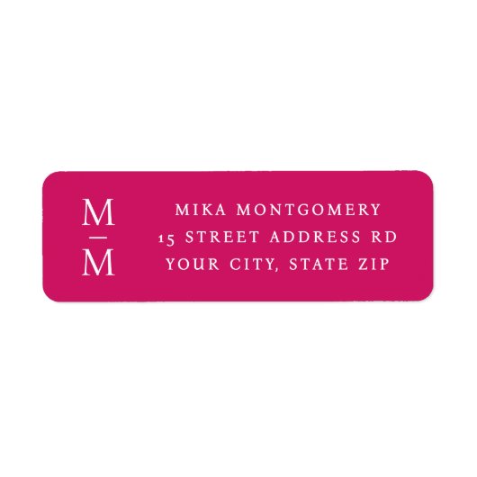 Étiquette Initiales de monogramme élégantes en rose profond (Devant)