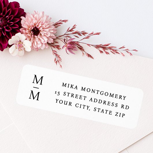 Étiquette Initiales de monogramme élégantes pour adresse de