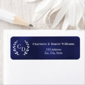 Étiquette Initiales de monogramme en bleu marine, couronne d (En situation)