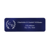 Étiquette Initiales de monogramme en bleu marine, couronne d (Devant)