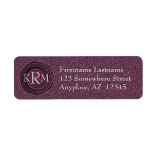 Étiquette Initiales de monogramme Tourbillons de prune Adres
