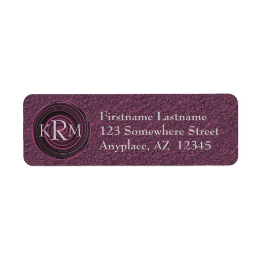 Étiquette Initiales de monogramme Tourbillons de prune Adres (Devant)