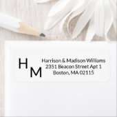 Étiquette Initiales du monogramme du couple mariage Adresse  (En situation)