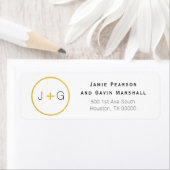 Étiquette Initiales en couple Cercle Noir et Or Chic (En situation)