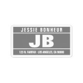 Étiquette Initiales en gras modernes | Gris et blanc (Devant)