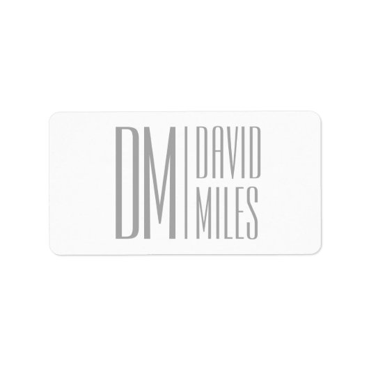 Étiquette Initiales et logo de nom gris minimal et moderne é (Devant)