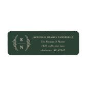 Étiquette Initiales florales empilées Monogramme Adresse de (Devant)