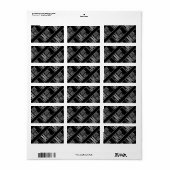 Étiquette Initiales modernes avec motif de monogramme de nom (Feuille entière)