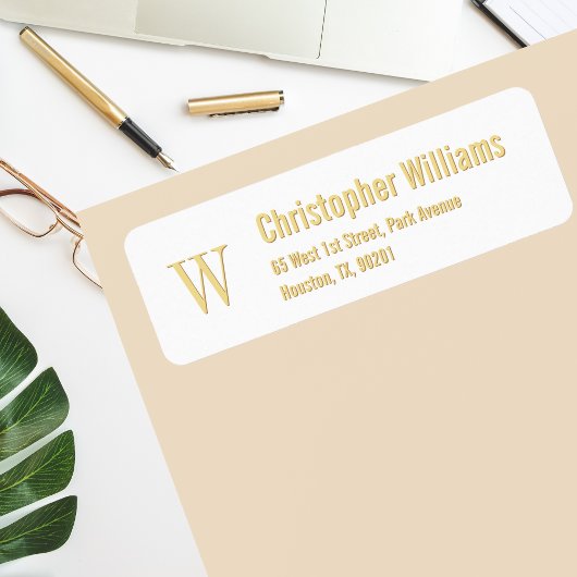 Étiquette Initiales personnalisées Golden Modern Adresse de