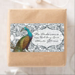 Étiquette Inséparable Whimsical Peacock de la Mari<br><div class="desc">Mariages Peacock vintages et Occasions spéciales. Dentelle Bleue De La Marine Inséparable vintage Inspiré Étiquette Motif Mehndi Indien Esthétique. Vintages Inséparables Peacock Mariages Vintage et Occasions spéciales. 3 tailles disponibles Étiquettes d'expédition ou Étiquettes de adresse ou taille d'adresse de retour. Lovebirds Design. Les Étiquettes d'expédition sont grands 3/4 pouces sur...</div>