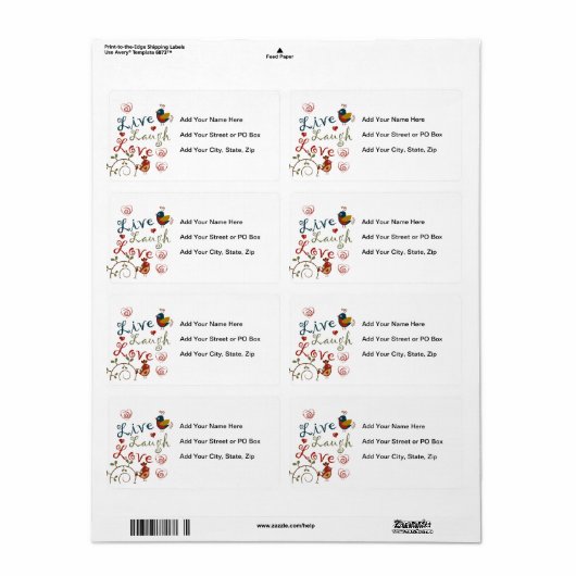 Étiquette Inséparables (Feuille entière)