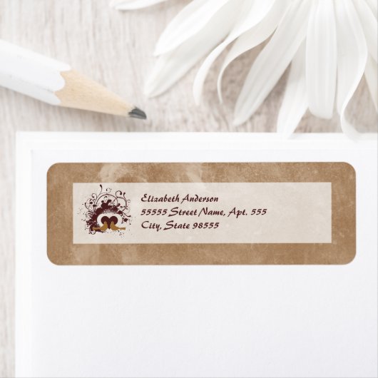 Étiquette Inséparables Brown toscans avec nom (En situation)