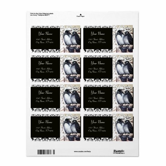 Étiquette INSÉPARABLES D'HIVER, Damask (Feuille entière)