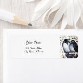 Étiquette INSÉPARABLES D'HIVER DANS LA NEIGE Dessin noir et  (En situation)