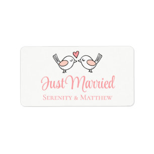Étiquette Inséparables Juste Mariés Oiseaux D'amour Mariage