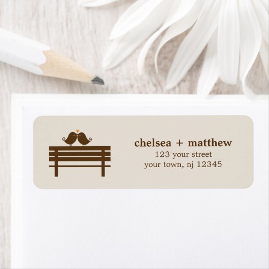 Étiquette Inséparables sur le Mariage Park Bench (En situation)