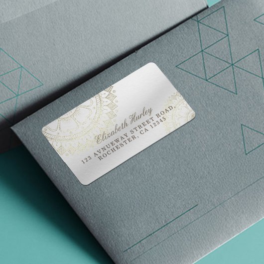 Étiquette Instructeur de méditation Yoga Gold Mandala Fleurs