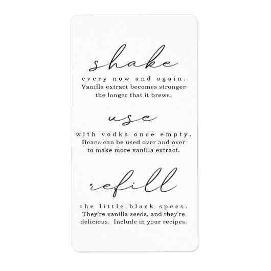 Étiquette Instructions d'extraction de vanille maison Étique (Devant)