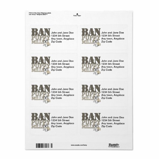 Étiquette Interdire les usines de chiot (Feuille entière)