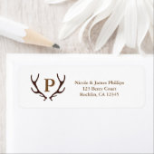 Étiquette Invitation Brown Rustique Deer Antlers (En situation)