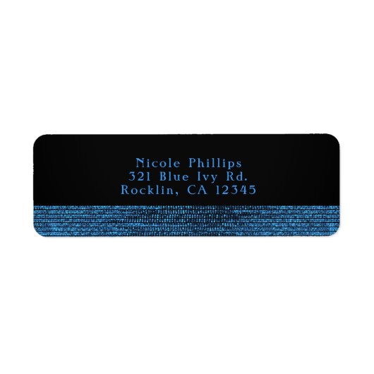 Étiquette Invitation de fête moderne bleue et noire avec seq (Devant)
