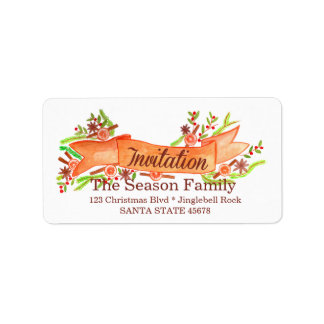 Étiquette Invitation de Noël, aquarelle Noël