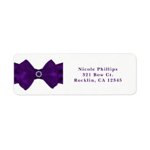Étiquette Invitation Glam Bling Ruban Violet & Diamants