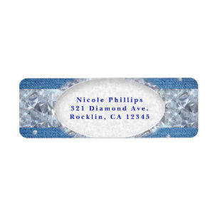 Étiquette Invitation Glamour Denim & Diamants Paillettes Épa