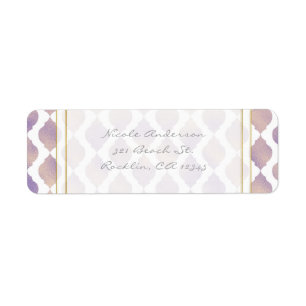 Étiquette Invitation marocaine moderne or et blanc violet
