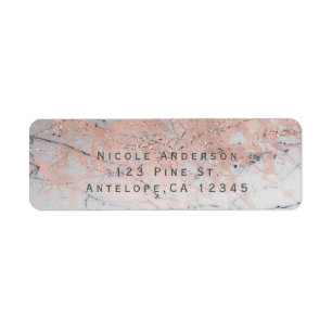 Étiquette Invitation Moderne Marbrée Rose Gold Rose Glam Chi